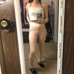 blush pink true texture gym shark leggings